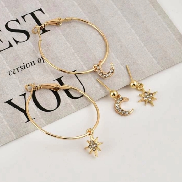 ☆Lee☆ Moon and Star Earrings - Picture 5 of 5